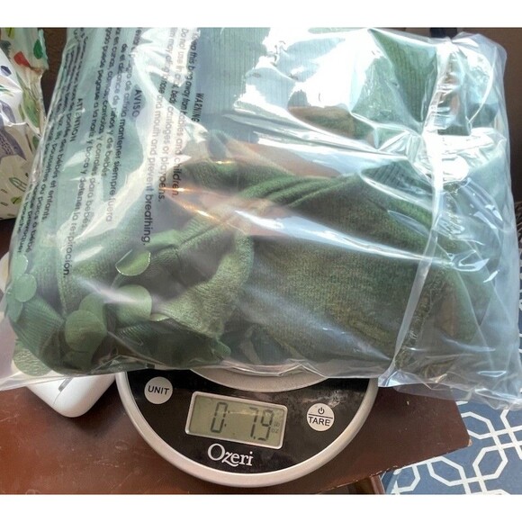 Sioni Milano Women's Green Crew Sweater Sheer Sleeves Flower Embellished Size L - Picture 14 of 14